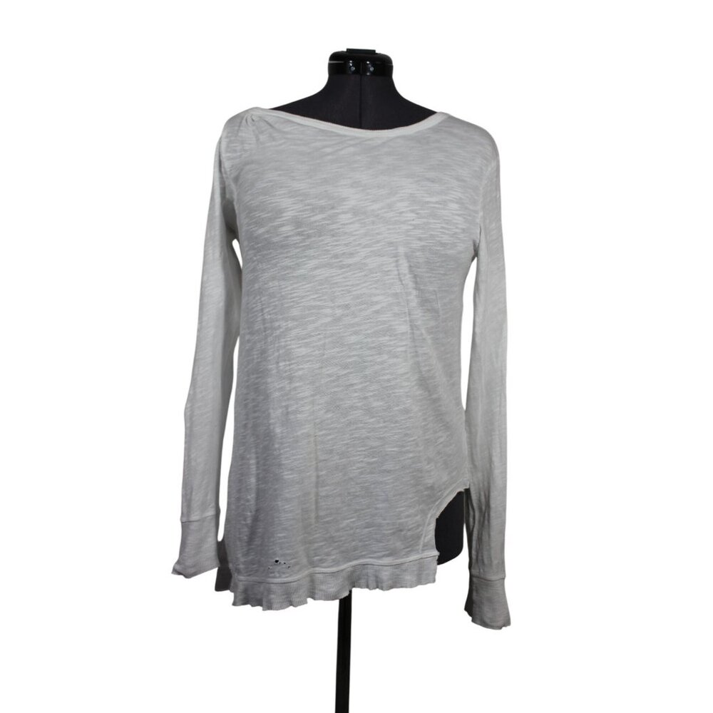 Left of Center Anthropologie burnout distressed destroyed asymmetric‎ t-shirt L